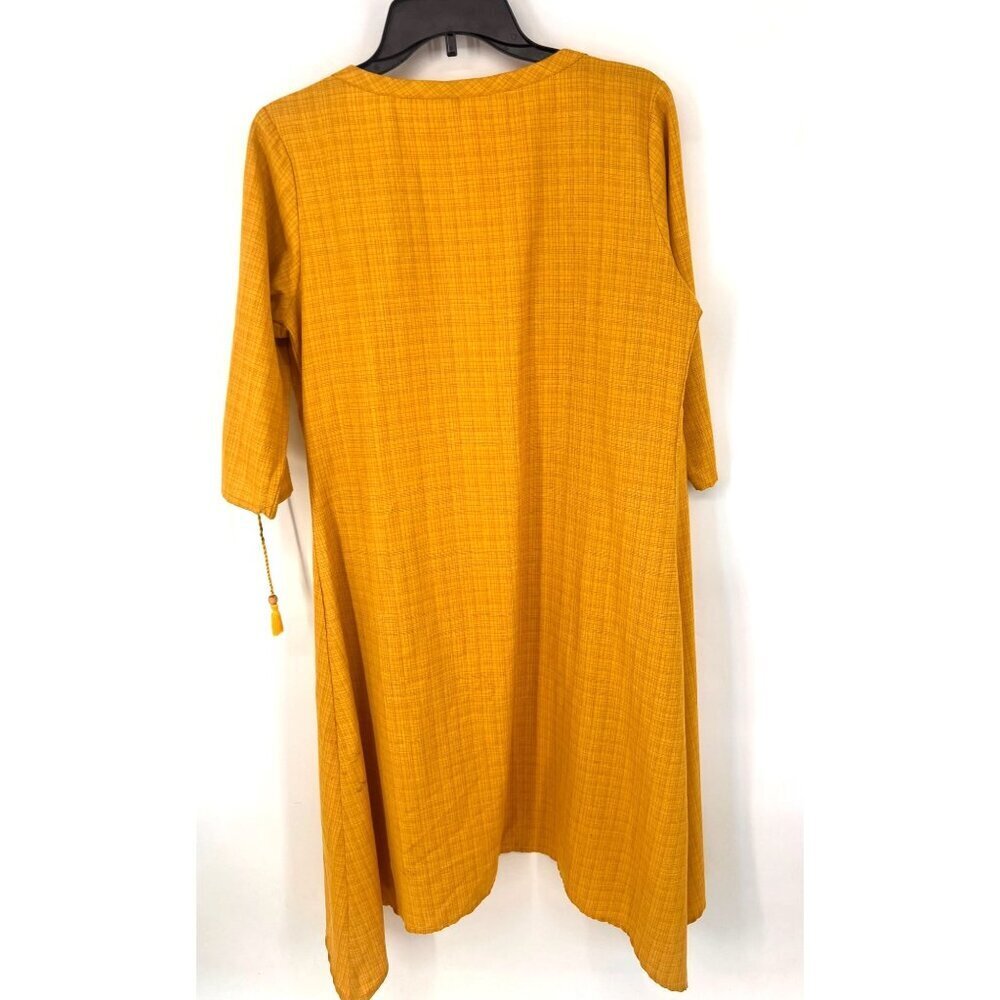 Unbranded Longline Topper Cardigan House Coat Size 40 Yellow Embroidered Border - Picture 5 of 6
